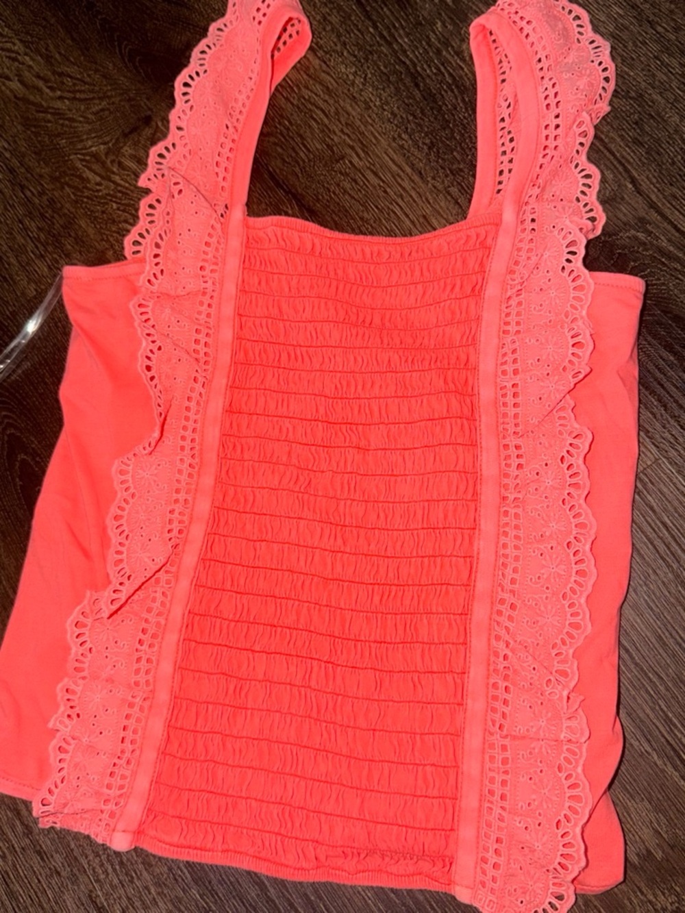 Girl’s Coral Eyelet Ruffle Tank Top